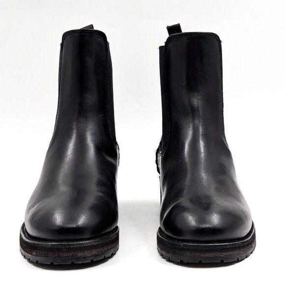 Frye Women Melissa Double Black Leather Lug Sole Chelsea Boots Size 5.5 - Picture 3 of 11